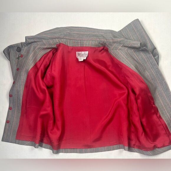 W Worth Wool Pin  Striped Pantsuit - Picture 6 of 14